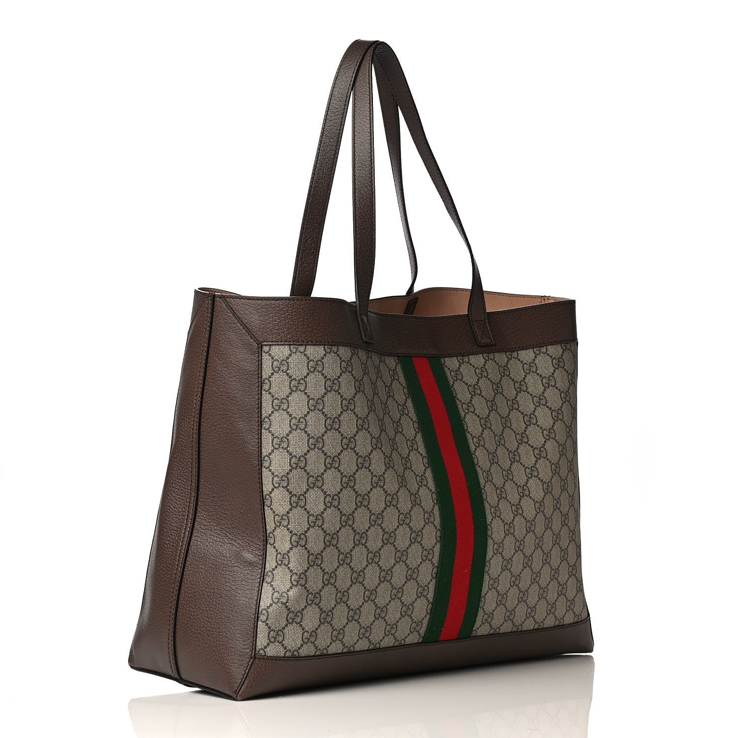 Gucci GG Supreme Monogram Web Ophidia Tote Brown 2 of 5