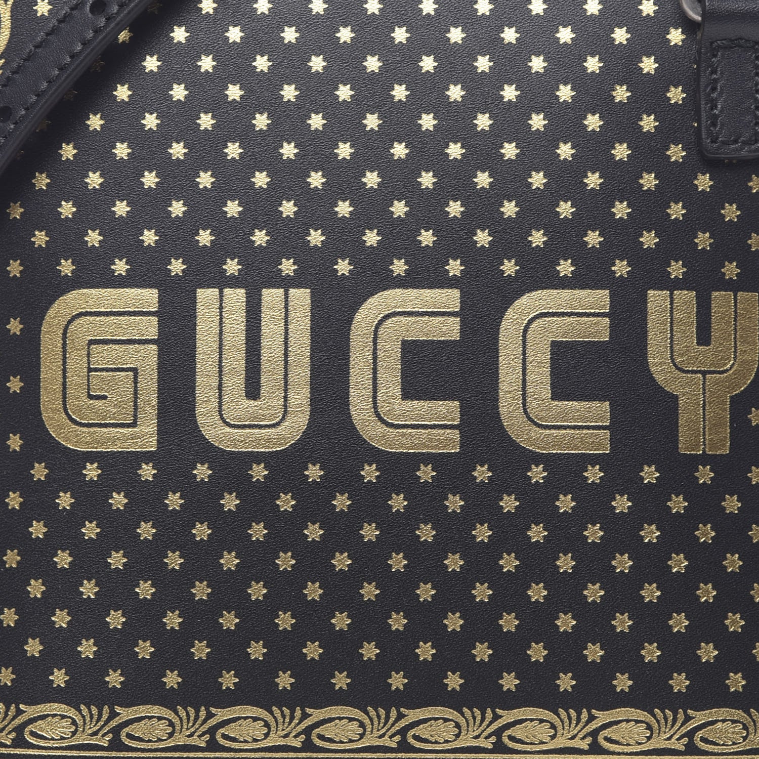 Gucci X SEGA Calfskin GUCCY Stars Mini Dome Shoulder Bag Black Gold 10 of 10
