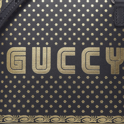Gucci X SEGA Calfskin GUCCY Stars Mini Dome Shoulder Bag Black Gold 10 of 10