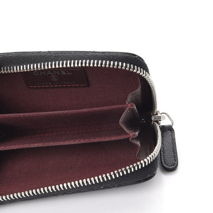 Chanel Lambskin Quilted Zip Around Coin Purse Wallet Black 5 of 9