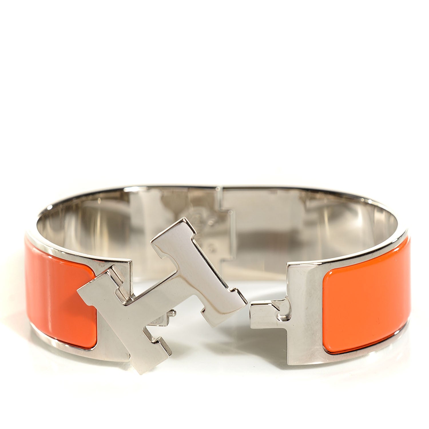 Hermes Enamel Wide Clic Clac H Bracelet GM Orange 4 of 6