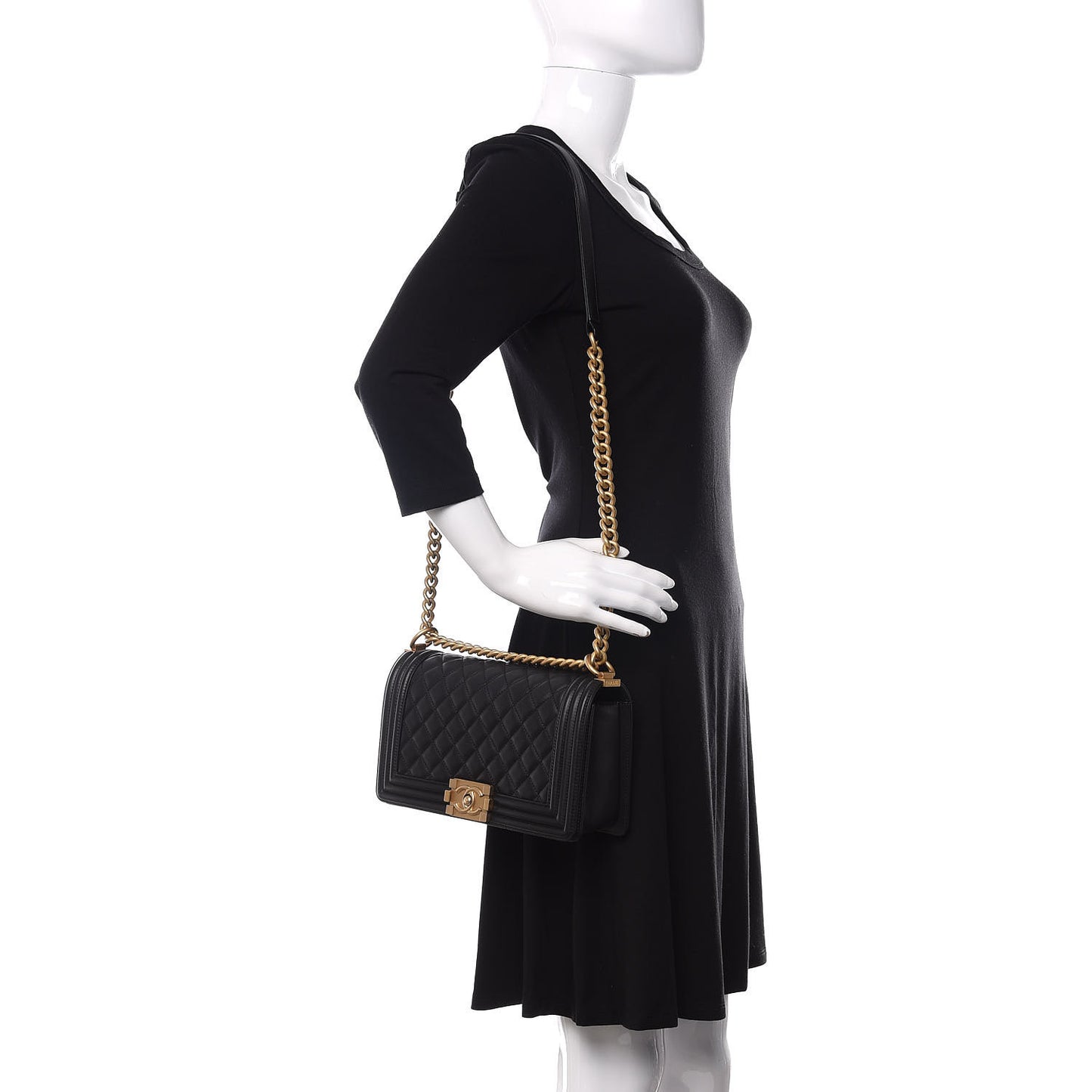 Calfskin Quilted Medium Boy Flap Black