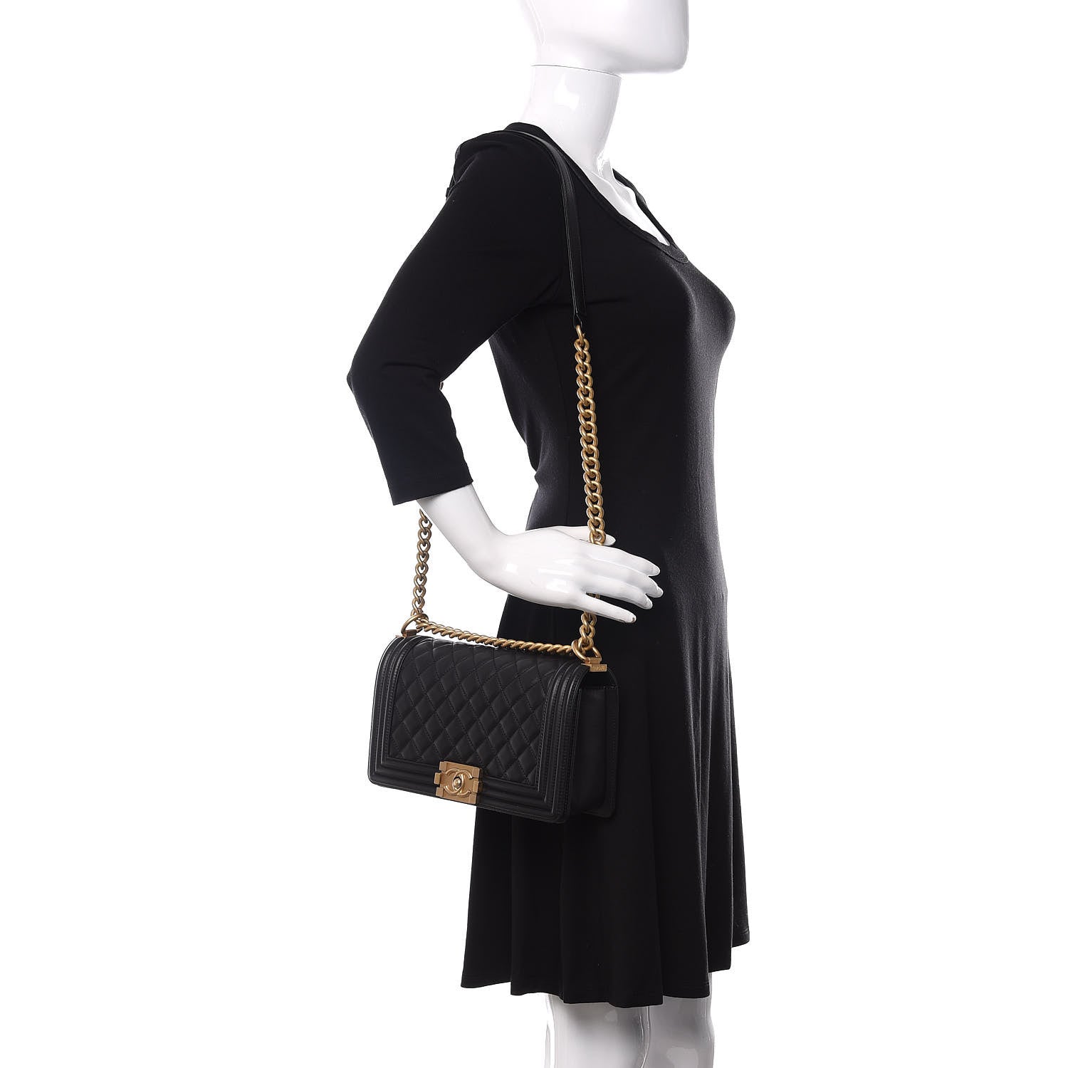 Chanel Calfskin Quilted Medium Boy Flap Black 2 of 11