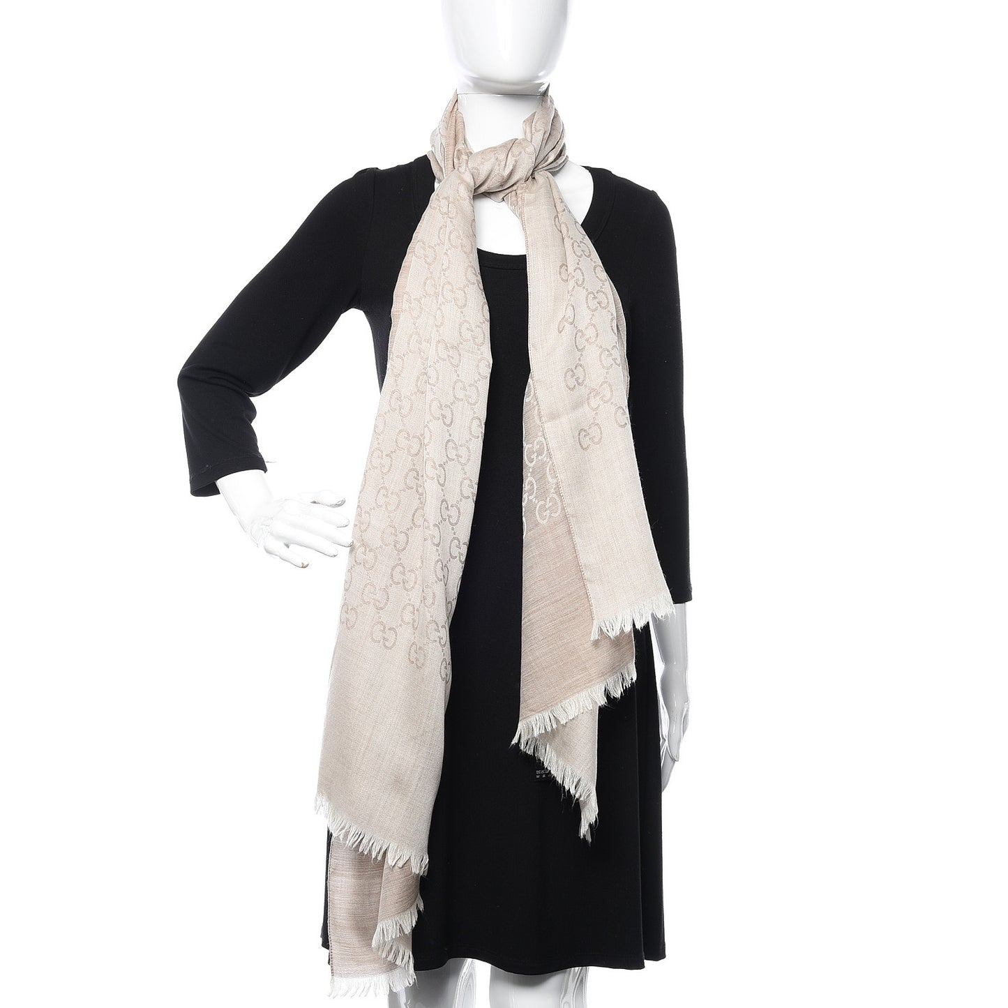 Wool Silk GG Monogram GGNat Plus Scarf Sand