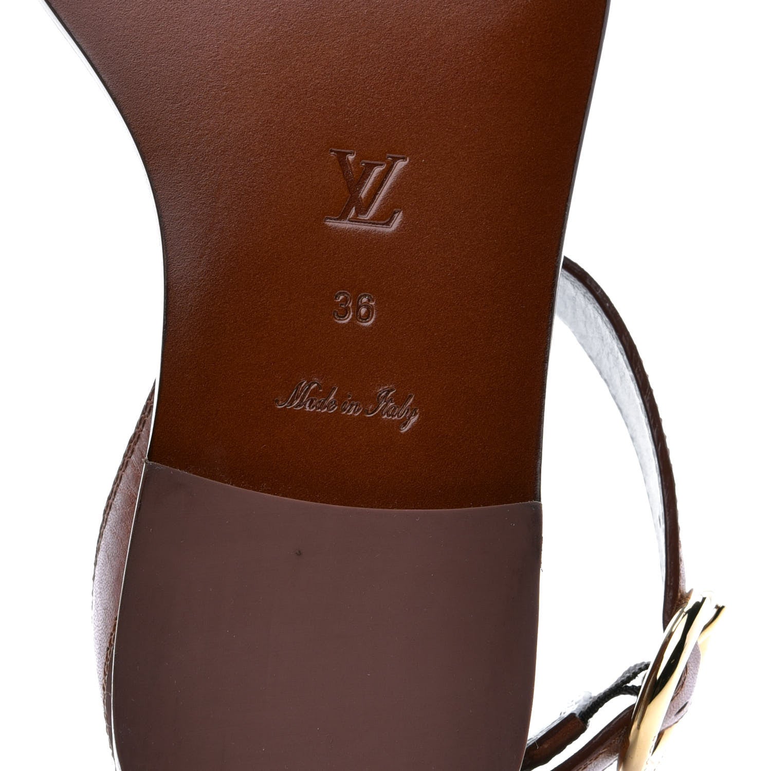 Louis Vuitton Calfskin Monogram Passenger Flat Sandals 36 Cognac 7 of 10