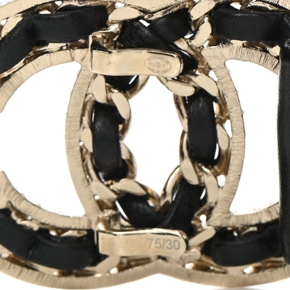 Chanel Lambskin Metal Strass Ruched Chain CC Belt 75 30 Black 5 of 6