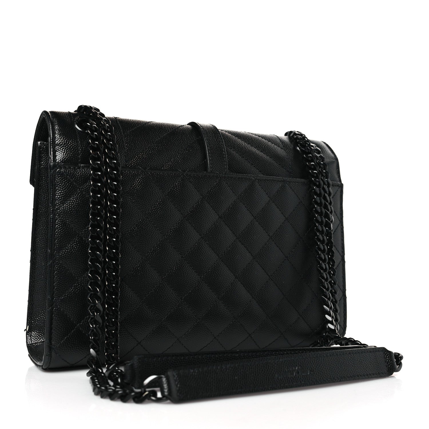 Saint Laurent Grain De Poudre Textured Mixed Matelasse Triquilt Medium Monogram Monochrome Satchel Black 3 of 9