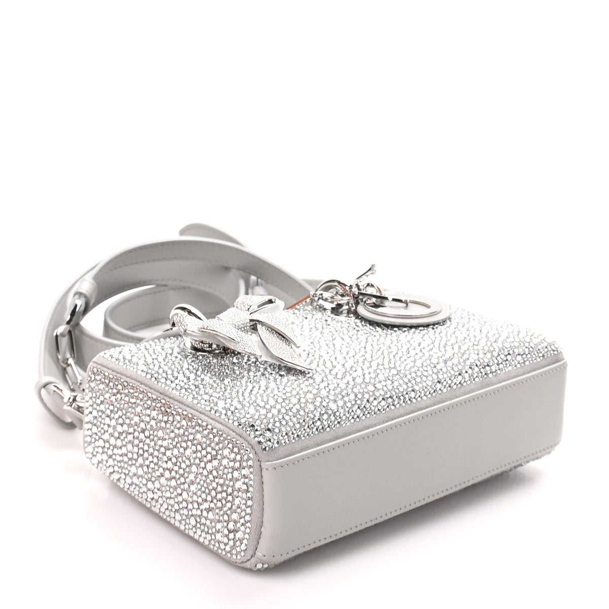 Christian Dior Lambskin Crystal Embroidered Mini Lady D-Joy Argent 4 of 10