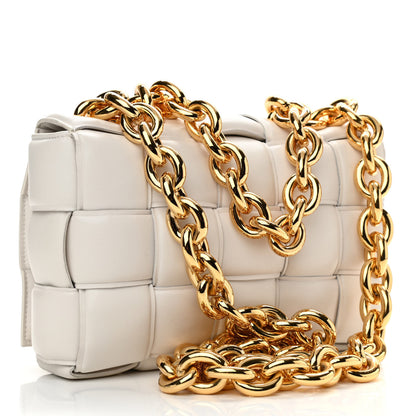 Bottega Veneta Lambskin Maxi Intreccio Padded Chain Cassette Crossbody Bag White 3 of 11