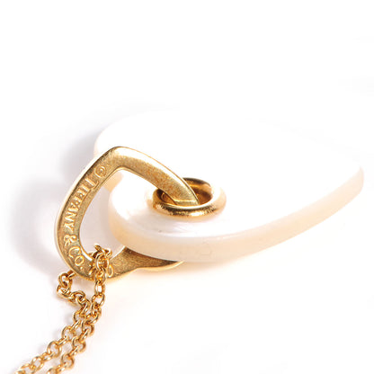 Tiffany 18k gold mother of pearl heart pendant necklace 6 of 8