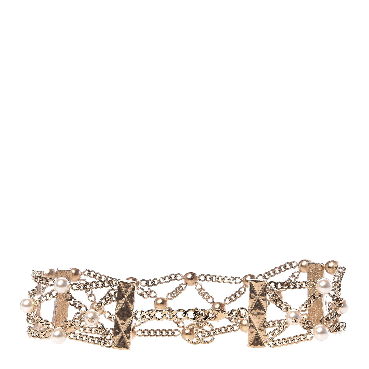 Chanel Pearl CC Chain Choker Necklace Gold 2 of 3