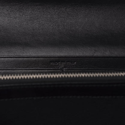 Saint Laurent Calfskin Crocodile Embossed Monogram Flap Wallet Black 7 of 7