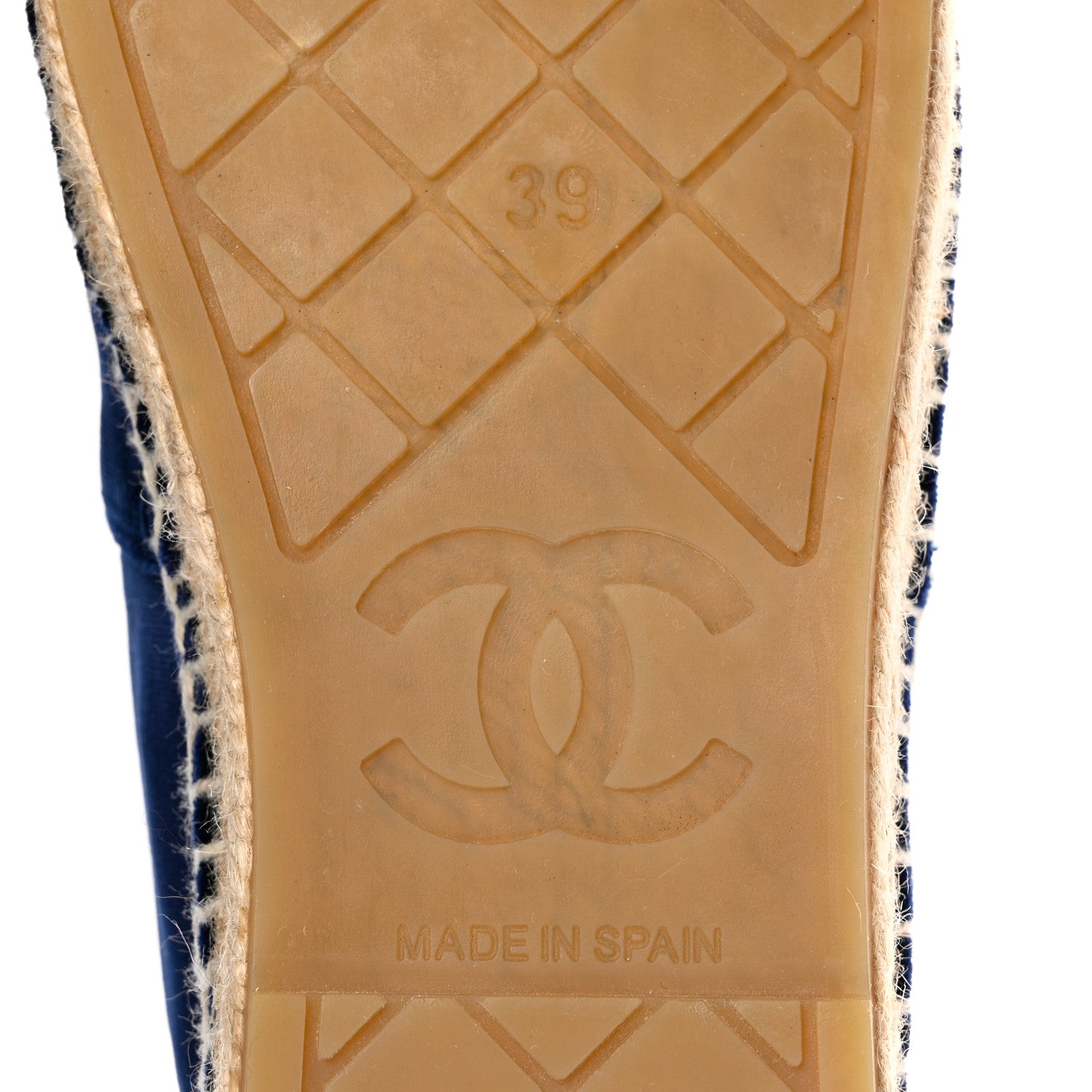 Chanel Velvet Logo Espadrilles 39 Navy Black 6 of 8