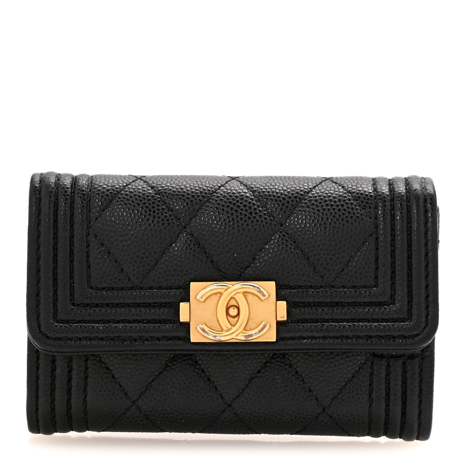 Chanel Caviar Quilted Boy Flap Card Holder Black 1 of 10