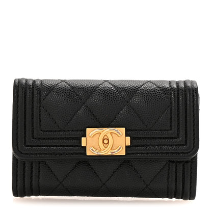 Chanel Caviar Quilted Boy Flap Card Holder Black 1 of 10