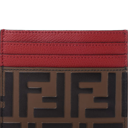 Fendi Vitello Cruise Bi-Color FF 1974 Embossed Card Holder Maya Black Fragola 9 of 9