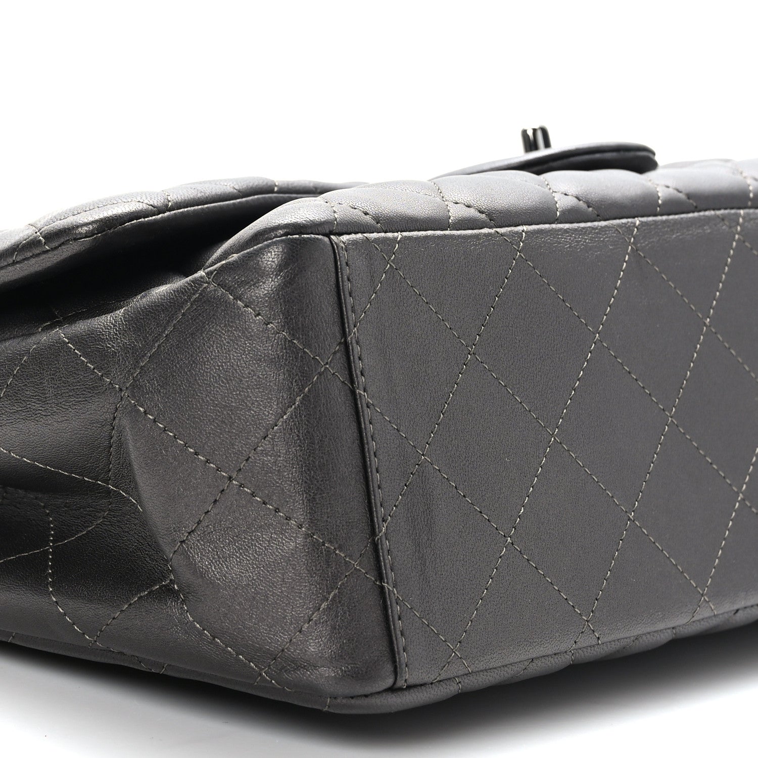 Chanel Metallic Lambskin Quilted Maxi Single Flap Grey 8 of 10