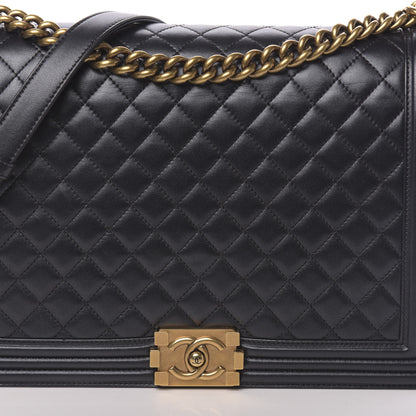 Chanel Metallic Lambskin Quilted Large Boy Flap Black 13 of 13