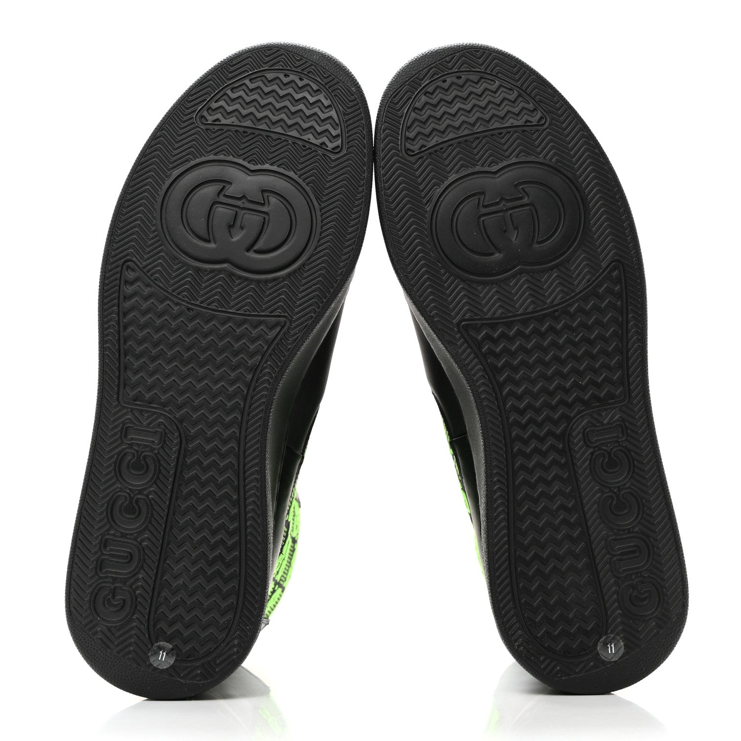 Gucci Dali Soft Calfskin Technical Jersey Knit GG Monogram Mens Ankle Boots 11 Black Neon Green 6 of 9