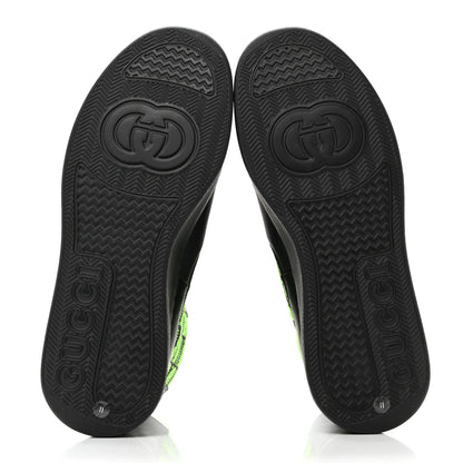 Gucci Dali Soft Calfskin Technical Jersey Knit GG Monogram Mens Ankle Boots 11 Black Neon Green 6 of 9