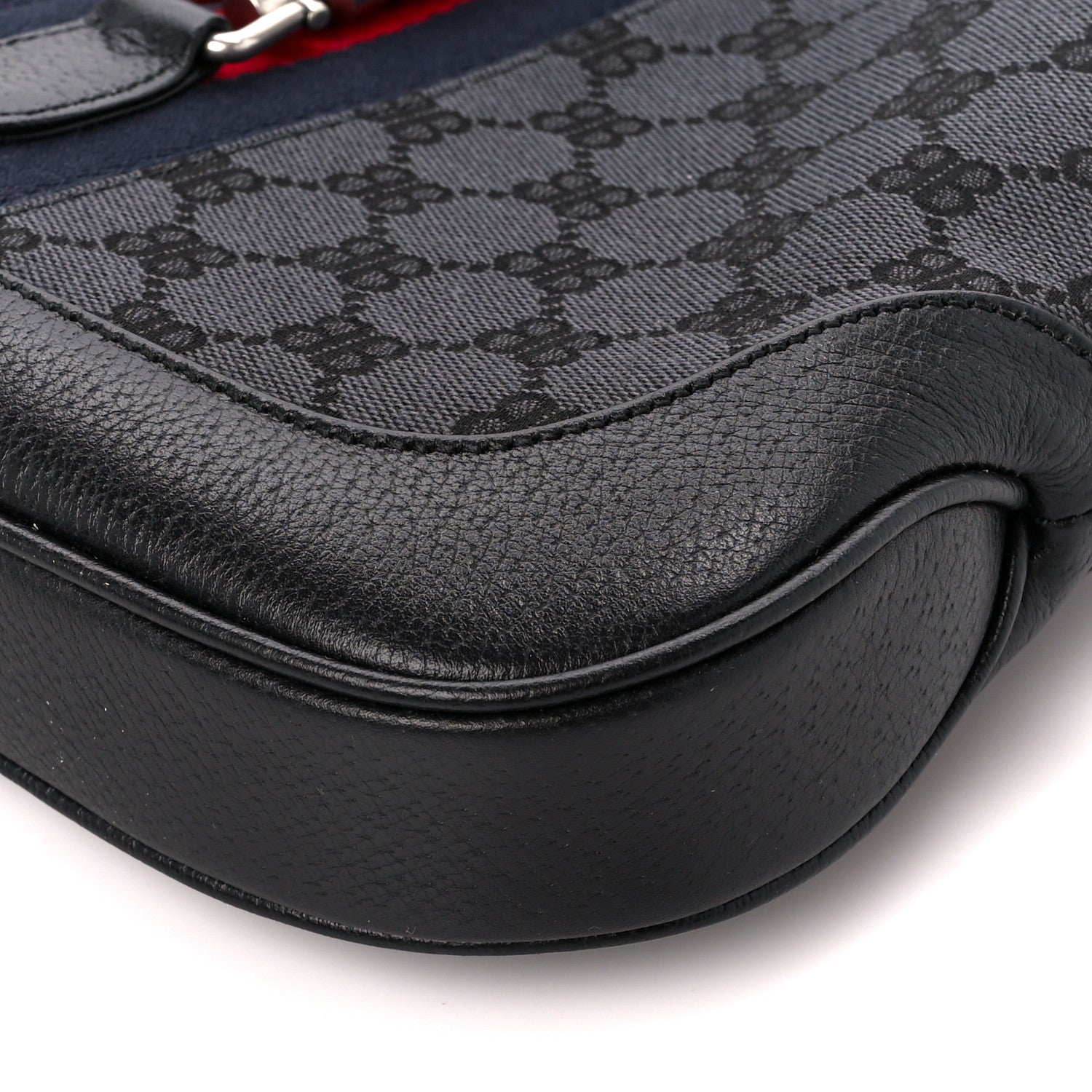 Gucci X BALENCIAGA BB Monogram Calfskin Web Small Jackie 1961 Hobo Black 11 of 11