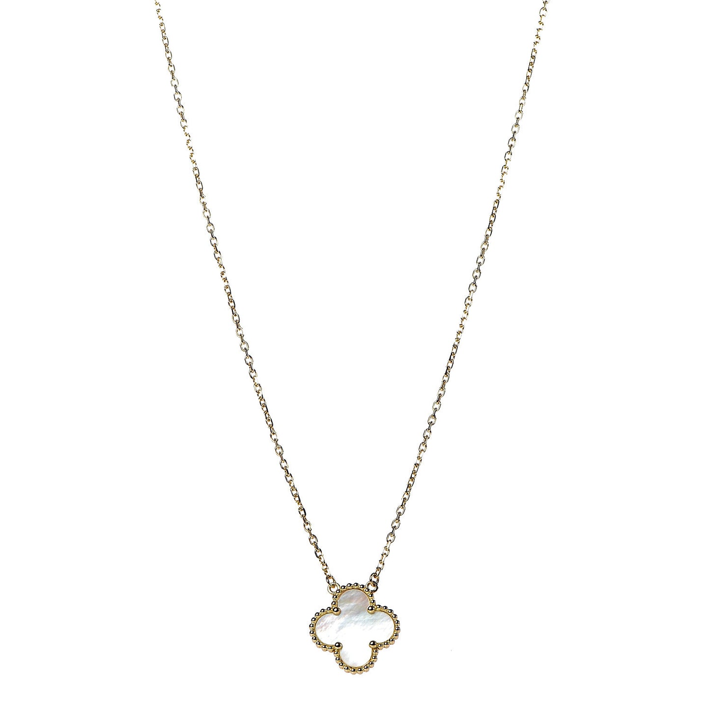 18K Yellow Gold Mother of Pearl Vintage Alhambra Pendant Necklace