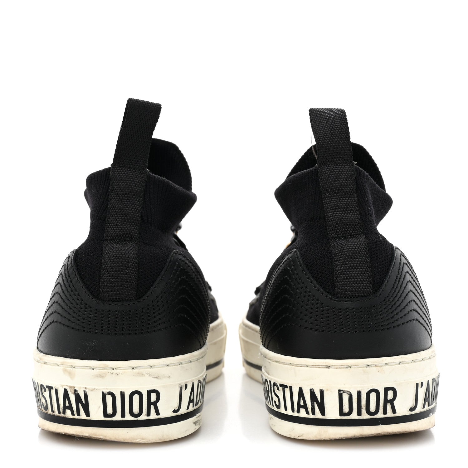 Christian Dior Technical Knit Calfskin Womens Walk'N'Dior High Top Sneakers 38.5 Black 5 of 12