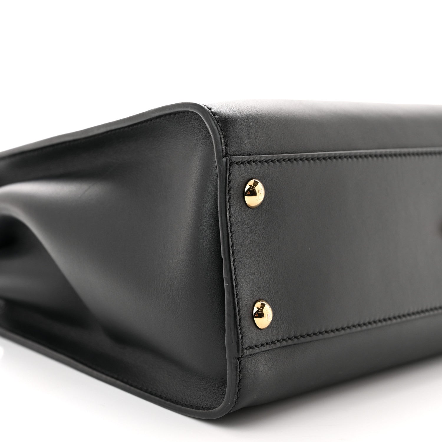 Fendi Vitello Seta Shiny Nappa Medium Peekaboo Iconic Satchel Black 10 of 11