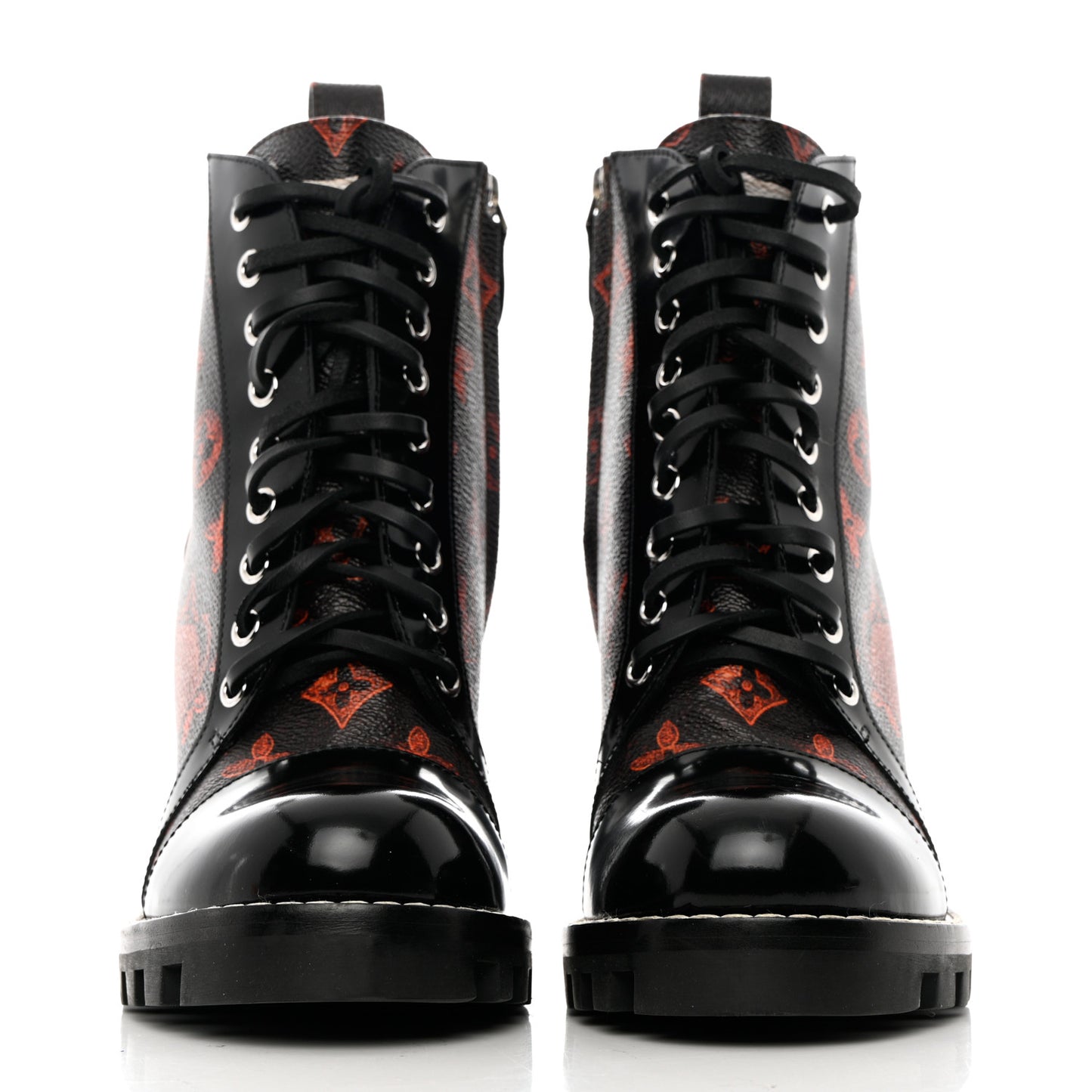 Patent Calfskin Catogram Star Trail Ankle Boots 38.5 Black Marron