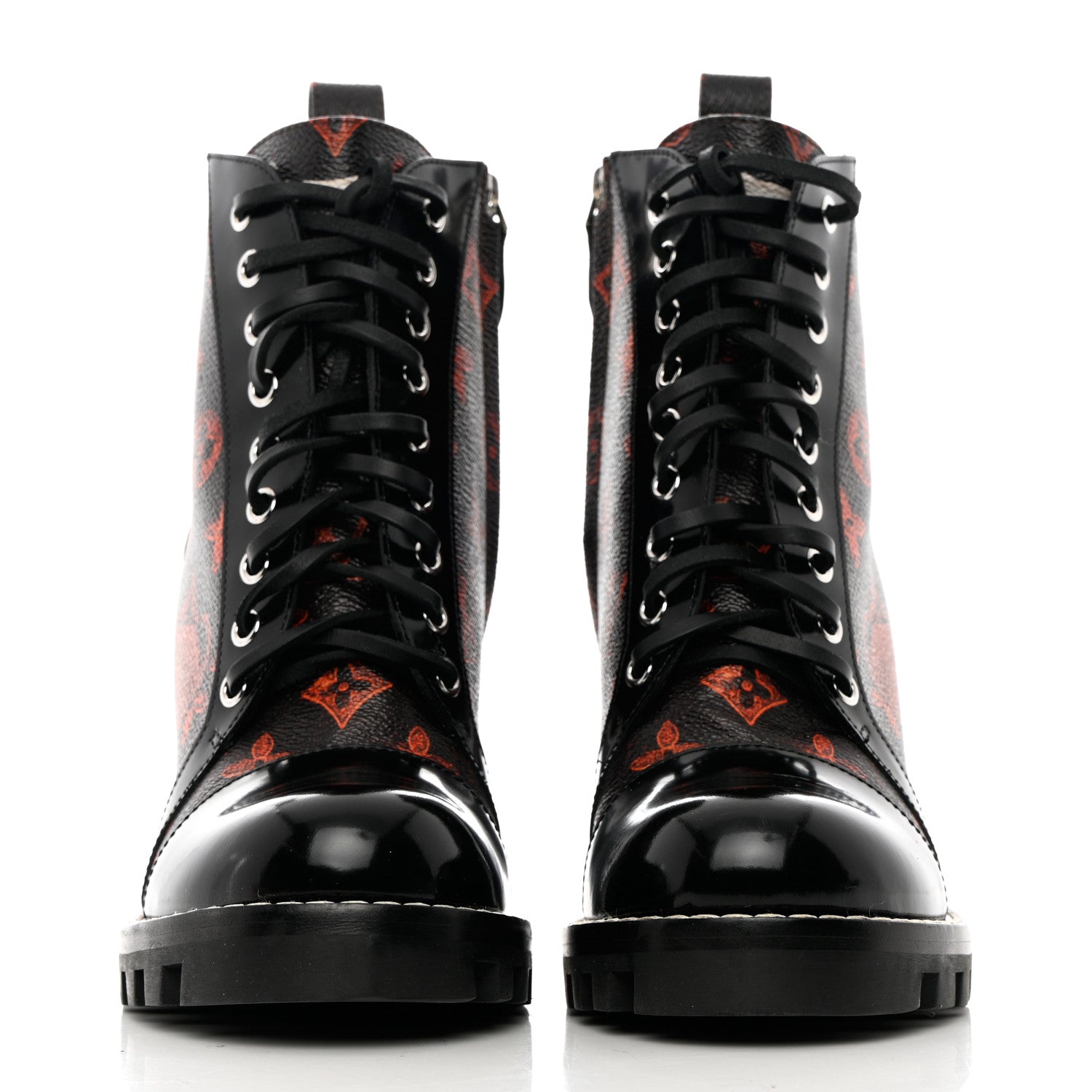 Louis Vuitton Patent Calfskin Catogram Star Trail Ankle Boots 38.5 Black Marron 2 of 10