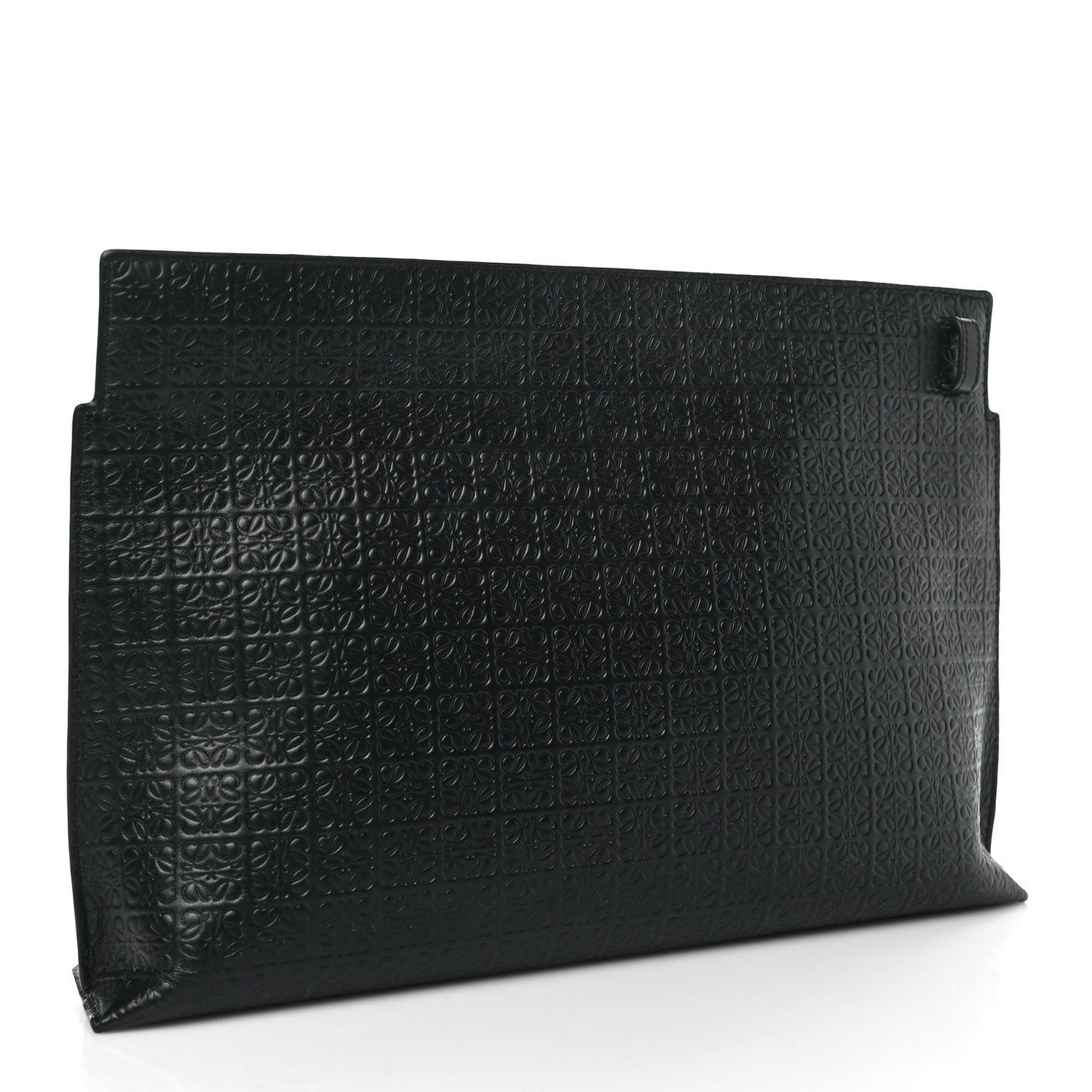 Calfskin Embossed Repeat T Pouch Black