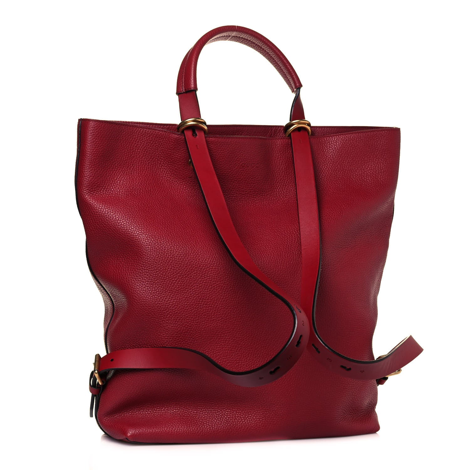 Gucci Grained Calfskin Kingsnake Print Drawstring Backpack Red 2 of 14
