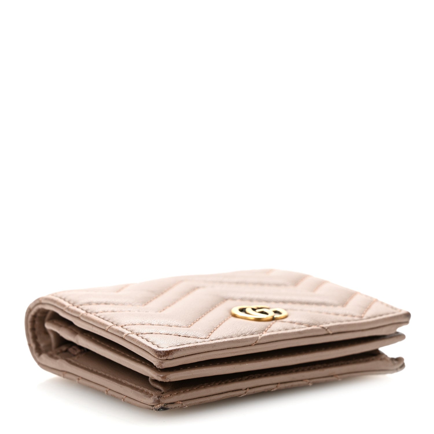 Gucci Calfskin Matelasse GG Marmont Card Case Wallet Porcelain Rose 4 of 9
