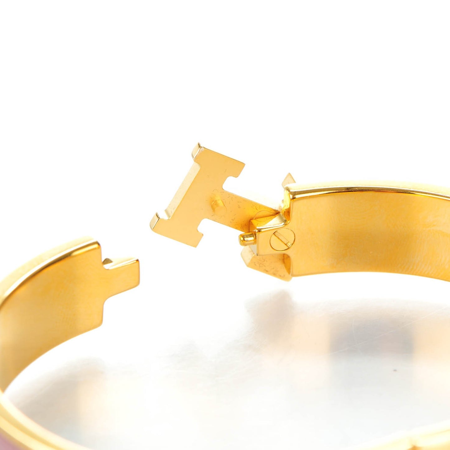 Enamel Narrow Clic Clac H Bracelet GM Bois De Rose