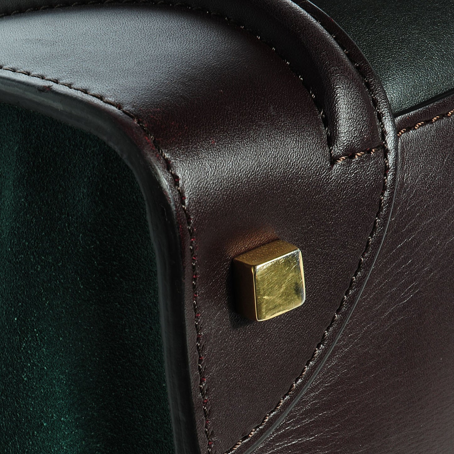 Smooth Calfskin Suede Mini Tri-Color Luggage Burgundy