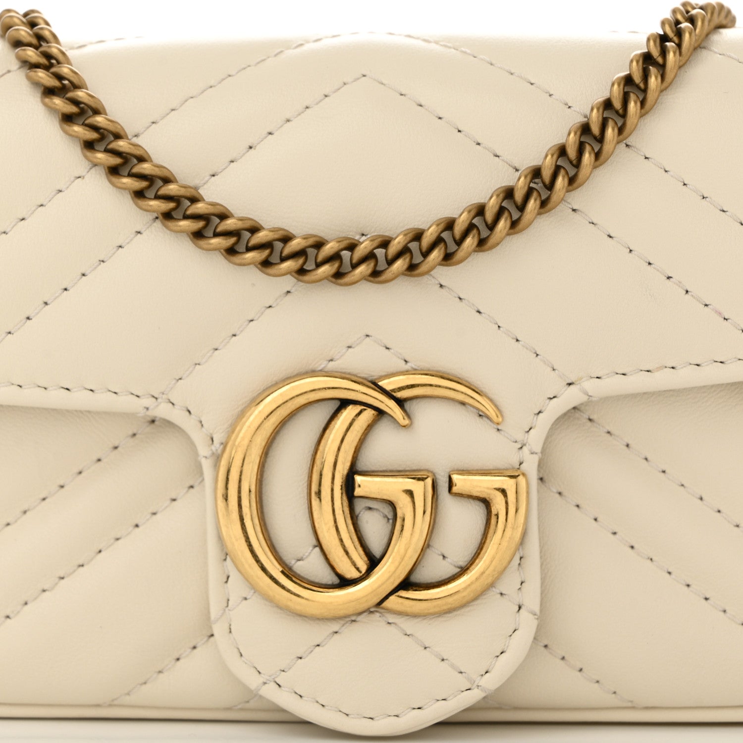 Gucci Calfskin Matelasse Super Mini GG Marmont Shoulder Bag White 8 of 12