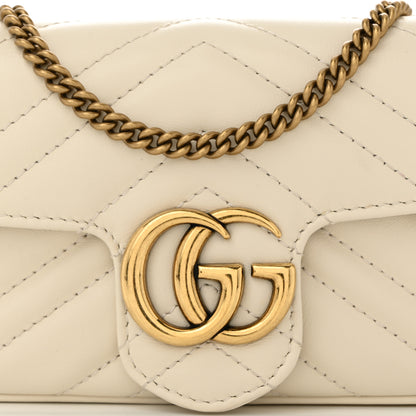 Gucci Calfskin Matelasse Super Mini GG Marmont Shoulder Bag White 8 of 12