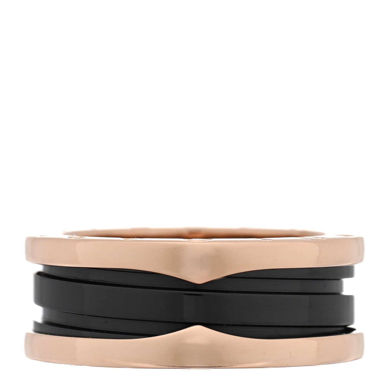 Bulgari 18K Rose Gold Black Ceramic B.Zero1 Two-Band Ring 56 7.5 1 of 5