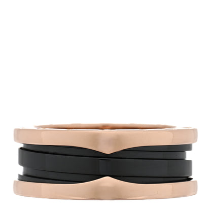 Bulgari 18K Rose Gold Black Ceramic B.Zero1 Two-Band Ring 56 7.5 1 of 5