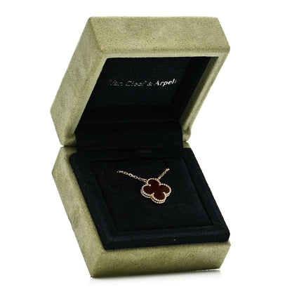 Van Cleef & Arpels 18K Yellow Gold Carnelian Vintage Alhambra Pendant Necklace 6 of 6