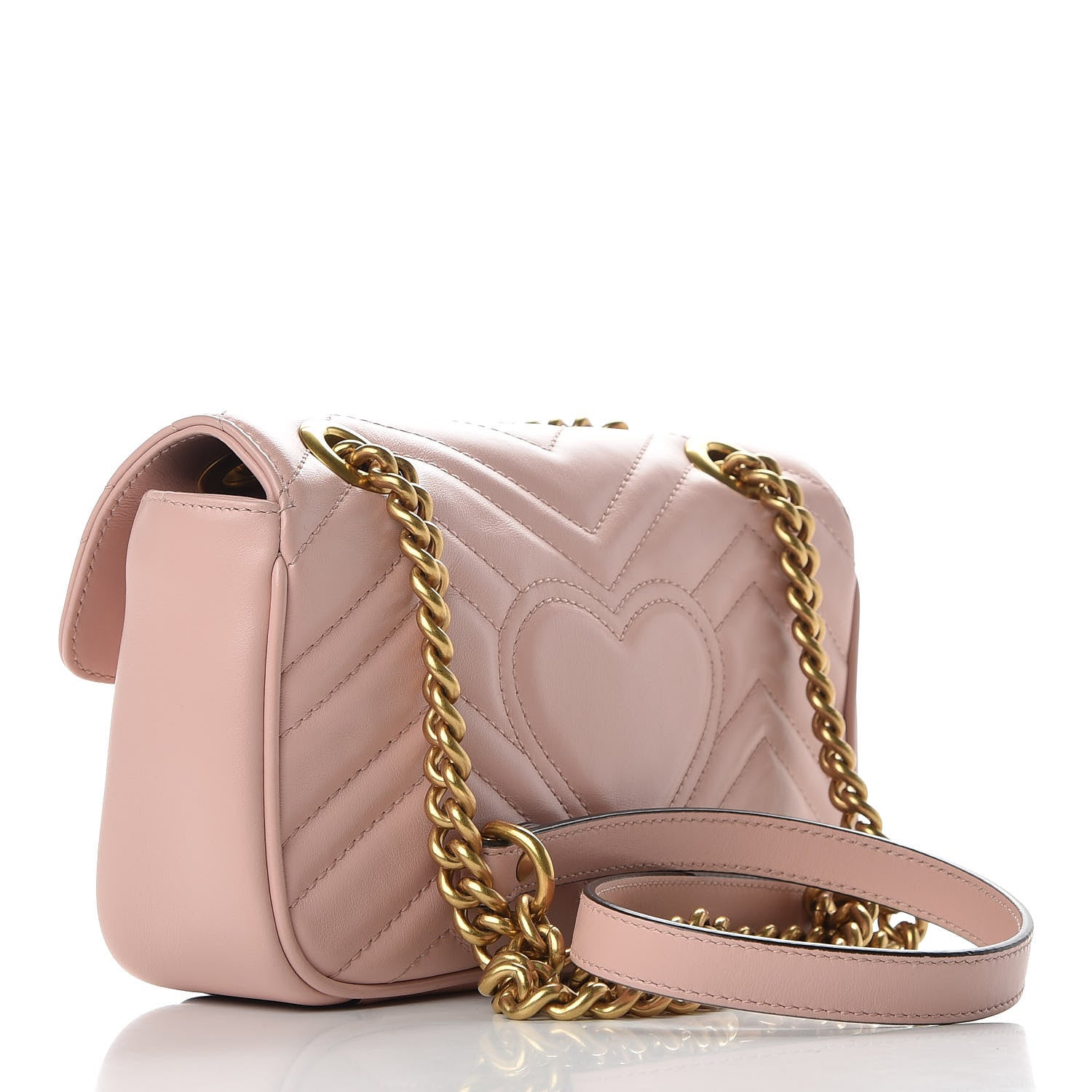 Gucci Calfskin Matelasse Mini GG Marmont Shoulder Bag Perfect Pink 3 of 9