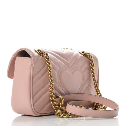 Gucci Calfskin Matelasse Mini GG Marmont Shoulder Bag Perfect Pink 3 of 9