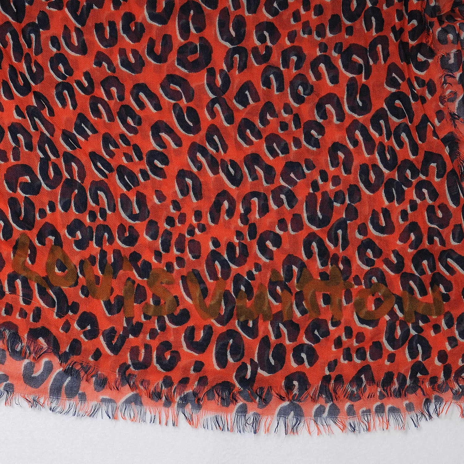 Louis Vuitton Cashmere Silk Leopard Stole Rouge 4 of 4