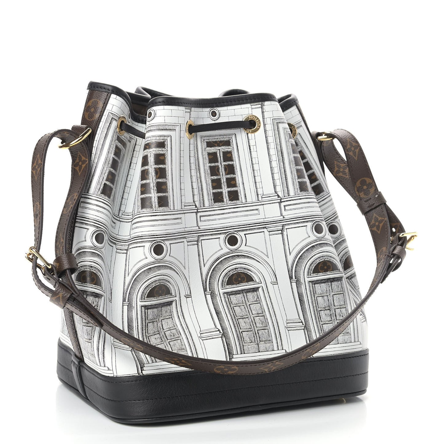 X FORNASETTI Calfskin Architettura Noe MM Black White