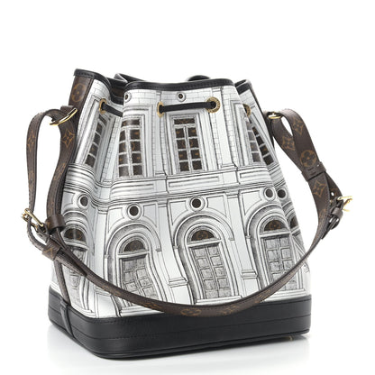 Louis Vuitton X FORNASETTI Calfskin Architettura Noe MM Black White 3 of 8