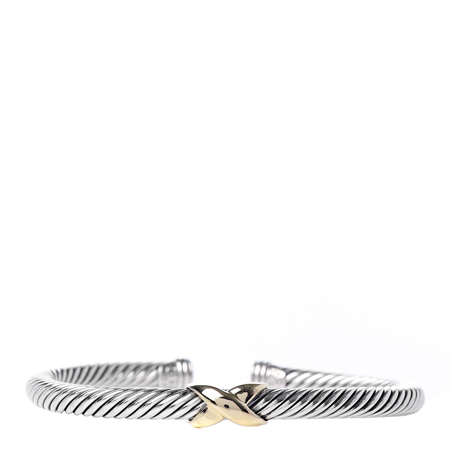 David Yurman Sterling Silver 14K Yellow Gold 5mm X Station Cable Bracelet 1 of 5