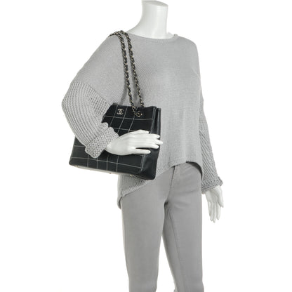 Chanel Leather Contrast Stitch Surpique Shoulder Bag Navy 2 of 8