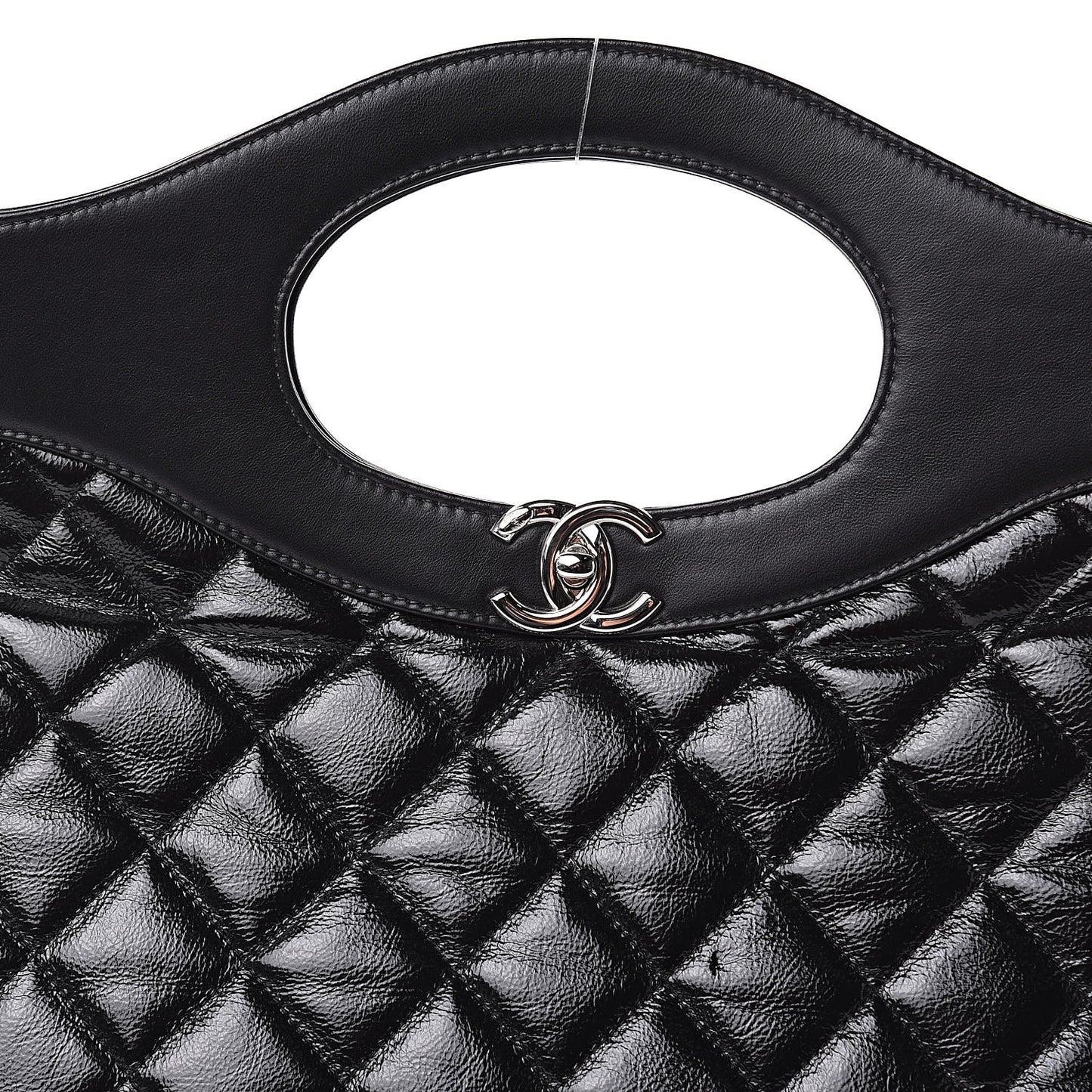 Aged Calfskin Quilted Large 31 Shopping Bag Black