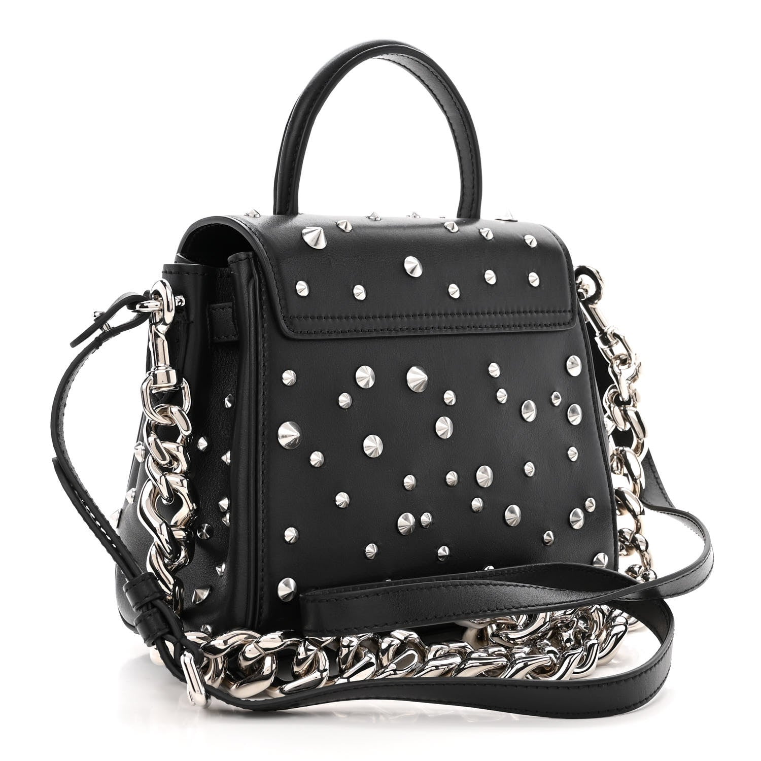 Versace Grained Calfskin Spiked Small La Medusa Top Handle Bag Black 3 of 13