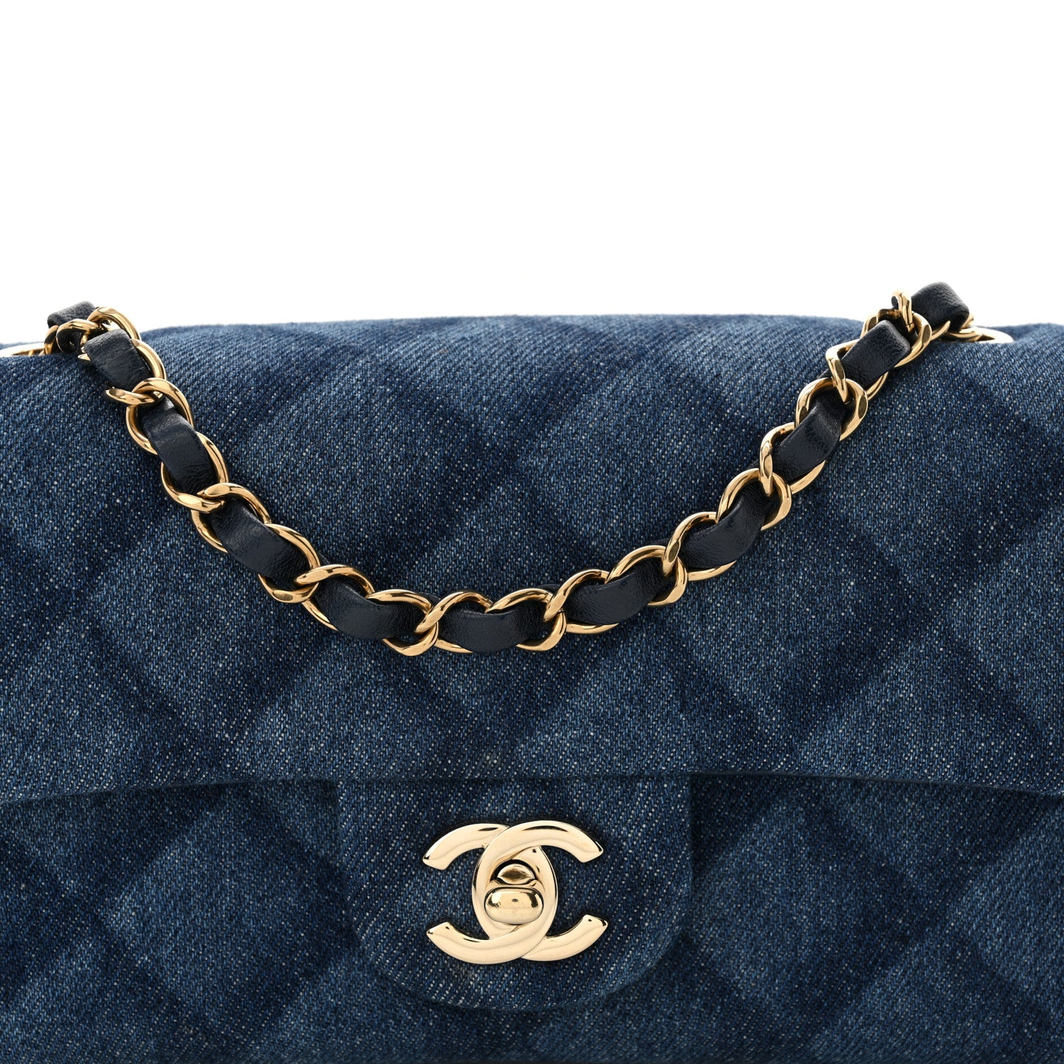 Chanel Printed Denim Quilted Mini Rectangular Flap Dark Blue 8 of 11